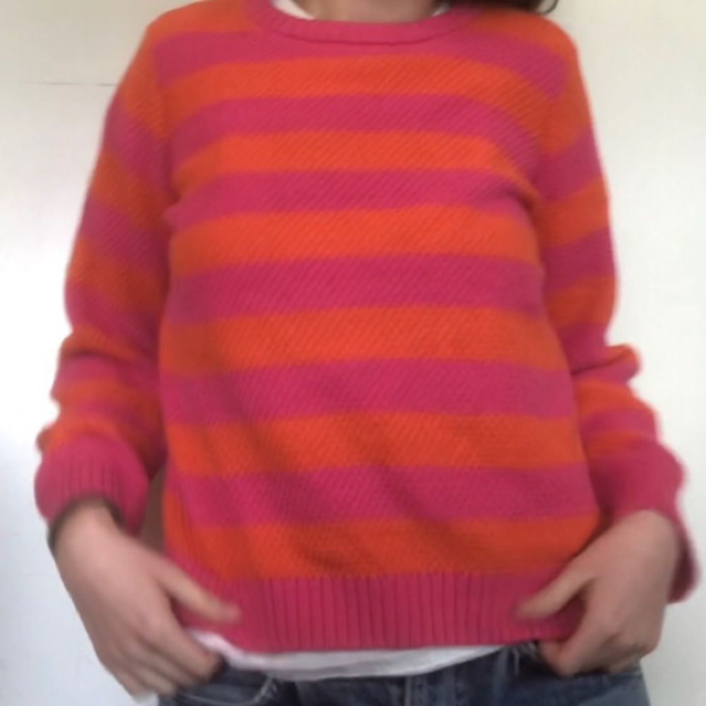 Bright Orange and Pink Striped Sweater